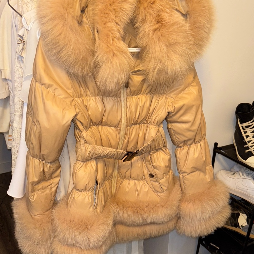 Women's Tan Fur-Trimmed Jacket